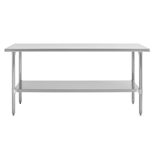 Image of Kratos Stainless Steel Kitchen Prep Table 72 inchx24 inch with Backsplash and Undershelf, NSF Worktable for Restaurants - 16ga /304SS