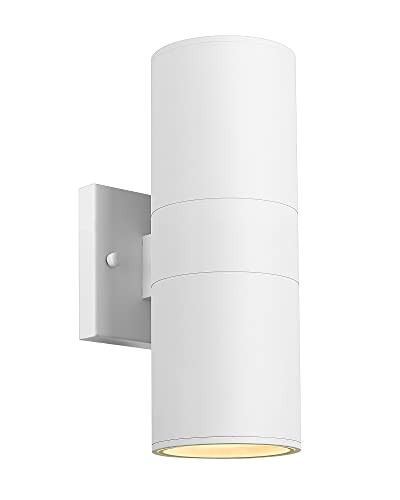 Image of Ken & Ricky Cylinder Outdoor Wall Sconce Lights,Up and Down,White,1 Pack