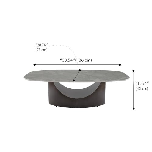 Image of Wakefit Colombian Coffee Table I Marble Finish I Vitrified Tile Top I Omani Grey