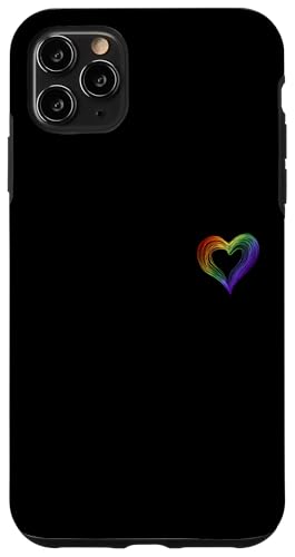 Minimalista Rainbow Heart Doodle Derechos Gay Orgullo Aliado Bolsillo Carcasa para iPhone 11 Pro Max