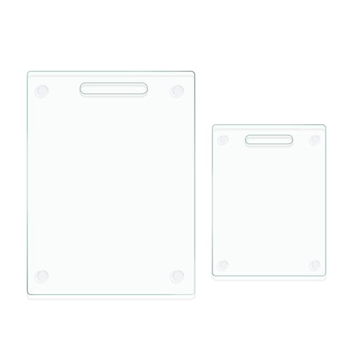 Tablas de Cortar de Vidrio Templado con Mango, Juego de 2 Tablas de Vidrio para Picar, 40,6 x 30,5 cm y 30,5 x 20,3 cm, Antideslizantes, Resistentes a Rayones y al Calor, Fáciles de Limpiar miniatura 1
