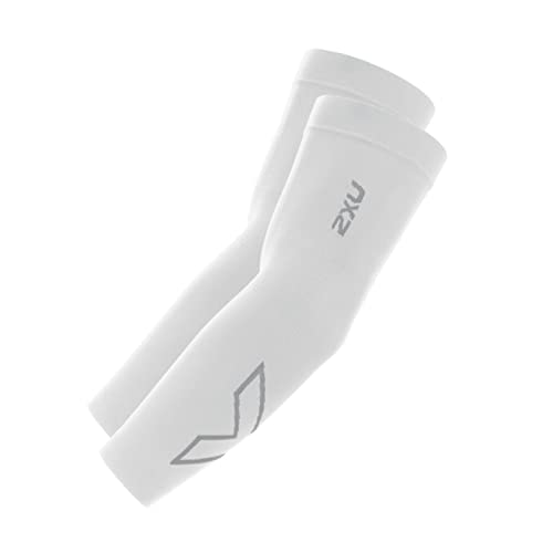 2XU Flex Run Comp Arm Sleeves Cover, Black/Grey, XS (Pack of 2)