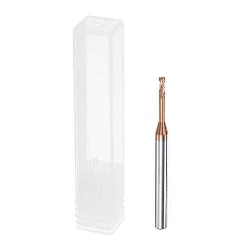 Image of uxcell Square Nose End Mill, 2mm Solid Carbide AlTiSin Coated Long Reach CNC Router Bits 2 Flutes Milling Cutter with Extended Neck, 14mm Cutting Length 4mm Shank