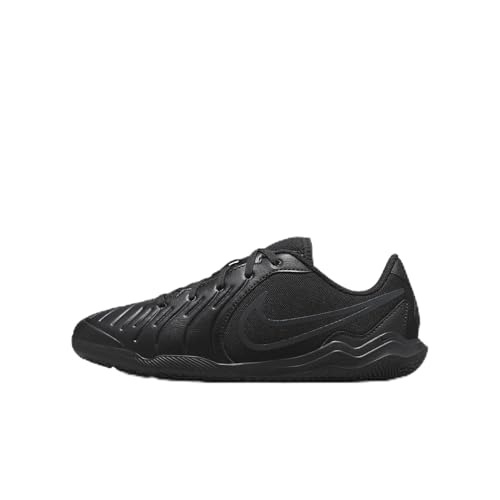 Nike Jr. Tiempo Legend 10 Club Little/Big Kids' Indoor/Court Low-Top Soccer Shoes (DV4354-002, Black/Deep Jungle/Black) Size 1