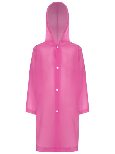 Linjinx Kids Boys Girls Raincoat Children Reusable Waterproof Rain Poncho EVA Rain Jacket Hooded Button Rain Cape