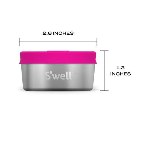 S'well Stainless Steel Condiment Container Set with Silicone Leakproof Lids Set of Two 2 ounces Containers -Dragonfruit/Kiwi Easy to Clean, Dishwasher Safe