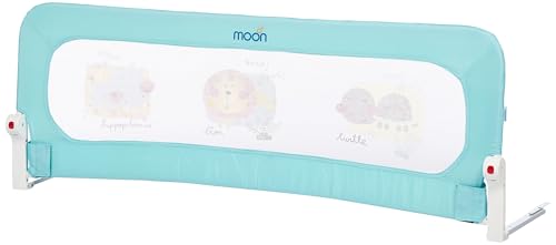 The Moon Brand Sequr Extra Long Safety Bed Rail For Kids / Toddler- Fits Single / King / Queen Size Beds - Accomodates Thick Mattress - Cute Animal Print 150 Cm - Blue