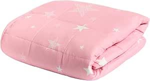 Image of Dreamscene Star Weighted Blanket Sleep Insomnia Therapy Anxiety Relief Autism Reversible Fluffy Teddy Fleece Throw, Blush Pink, 100 x 150cm - 3kg (Disclaimer:Only Suitable for Age 3+Years)