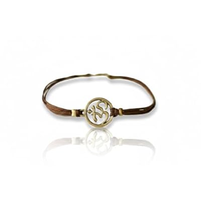 Om bracelet for men bronze tone Om charm mens bracelet Hindu symbol brown string cord gift for him yoga jewelry groomsman gift Mantra Sanskrit spritual