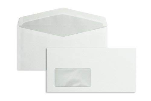 Blanke Briefhüllen - Briefumschläge - Mit Fenster - Nassklebung - Spitze Klappe - DIN Lang - 75 g/qm Offset - 1000 Stück - Weiß