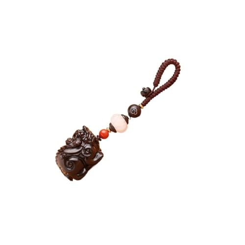 ADERFETBI Llavero Colgante de Llavero de Coche, Llave Pixiu de sándalo Rojo Hecha a Mano, Mochila for Parejas, Colgante de joyería Llavero Coche(B)