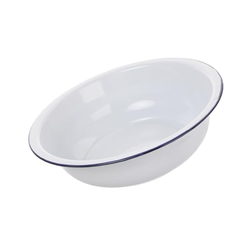 Tazón esmaltado grande oval blanco 32 cm miniatura 1