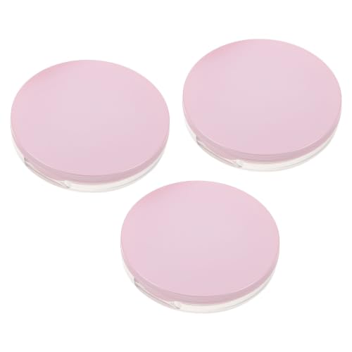 3 juegos Polvera Compacta Rellenable de 5G con Espejo y Borla rosa | Vidrio, Plástico y Tejido Ligero, para Rubor y Polvo Prensado, 7,5x7,5x1,5cm