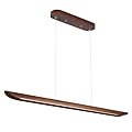 55" Wood Linear Pendant Light, Dimmable Kitchen Island Lighting with Remote, 40W LED Island Lights for Kitchen, Adjustable Linear Chandelier for Dinning Room Light Fixture, Bar, Pool Table Light