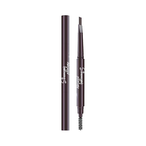 ZXfa Lápiz de Cejas Profesional de Precisión, Resistente al Agua, con doble Punta,una Plana y una Espiral. Tono: Marrón Medio.