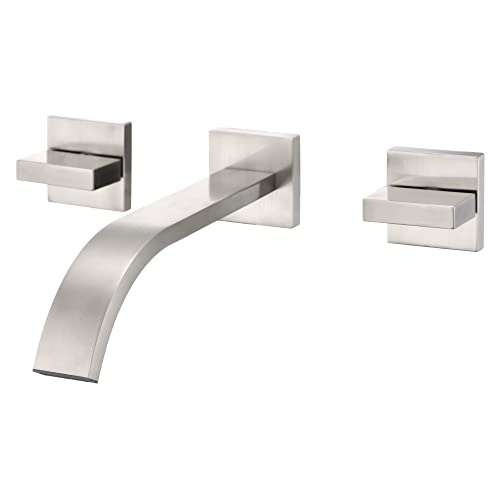 sumerain Brushed Nickel Bathroom Faucet Wall Mount Lavatory Faucet with