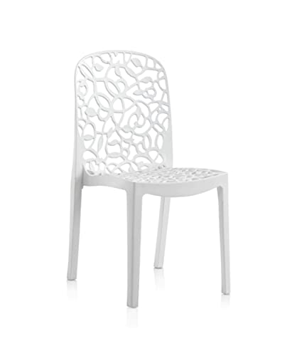 PEGANE Lot de 6 chaises de Jardin empilables en résine Coloris Blanc - Longueur 47 x Profondeur 50 x Hauteur 87 cm