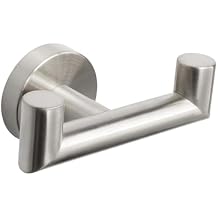 NearMoon Bathroom Double Towel Hook- SUS304 Stainless Steel Robe Towel Holder, Heavy Duty Double Coat Hook for Bathroom Livingroom Kitchen Wall Mounted Brushed Nickel-U, 2 Pack