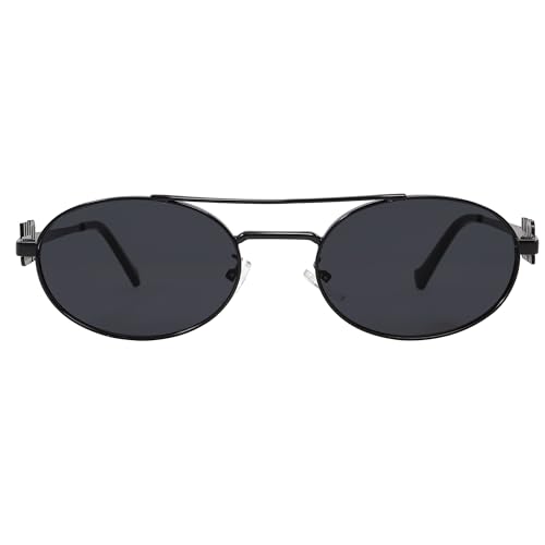 Image of Rmerom Retro Gold Metal Oval 90s Sunglasses for Women Small Chic Sunnies
