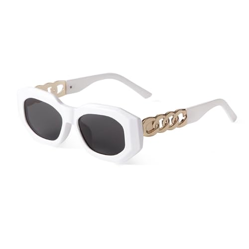 Lunettes de soleil rectangulaires blanches pour femmes le style vintage idéal en terrasse