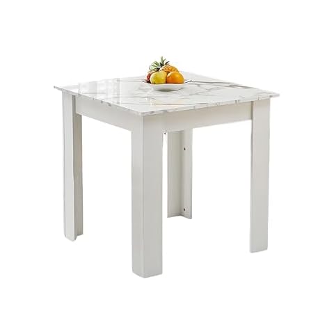 NICEME 75x75cm Square Dining Table High Gloss Table Kitchen Table Home Furniture (High Gloss Marble-White, 75x75 cm) Cover