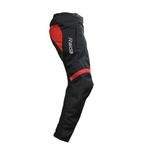 Image of Raida Trailcraft Off-Road Pants | Mx & Trail Ride | Lightweight | Abrasion-Resitant Fabric | Heat Sheild Panel | (S, Black /Red), Men, Slim Fit Mid Rise
