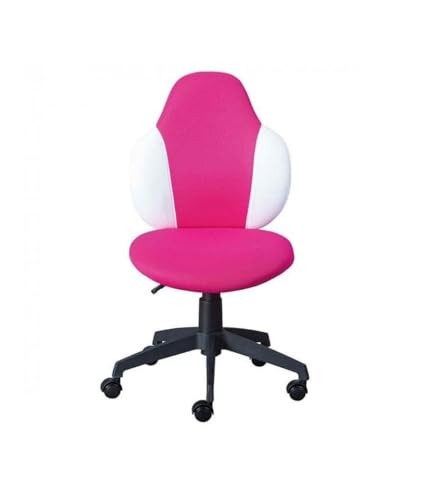 PEGANE Chaise de Bureau Enfant Pivotante à roulettes avec Assise rembourrée, Coloris Framboise/Blanc - Longueur 52 x Profondeur 56 x Hauteur 103,5 cm