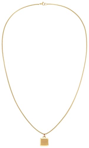 Tommy Hilfiger Jewelry Collar para Hombre en Oro Amarillo con un Colgante Cuadrado - 2790544, Gold