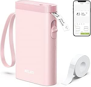 Nelko Etikettendrucker, Bluetooth P21 Selbstklebendes Etikettiergerät Tragbarer beschriftungsgerät selbstklebend Labeldrucker, Mini Label Printer mit iOS Android,Für Zuhause, Büro, Hellgrau