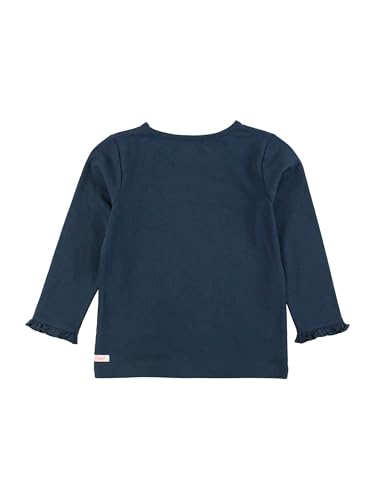 Image of RuffleButts Baby /Toddler Girls Knit Ruffle Tee - Long Sleeve T-Shirt | 51% Cotton 49% Modal, Breathable Fabric, Athletic Fit, Layering Undershirt, Yoga Or Gym Wear, Machine Wash