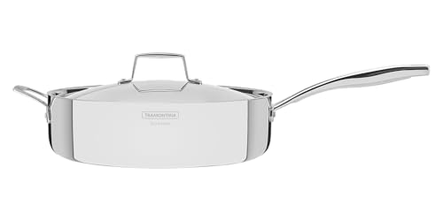 Tramontina Grano Frying Pan with Lid 3-Ply Stainless Steel for Induction, Electric, Gas and Ceramic Glass Hobs, Cookware, Kitchen, 30 cm, 5.6 litres, 62140300