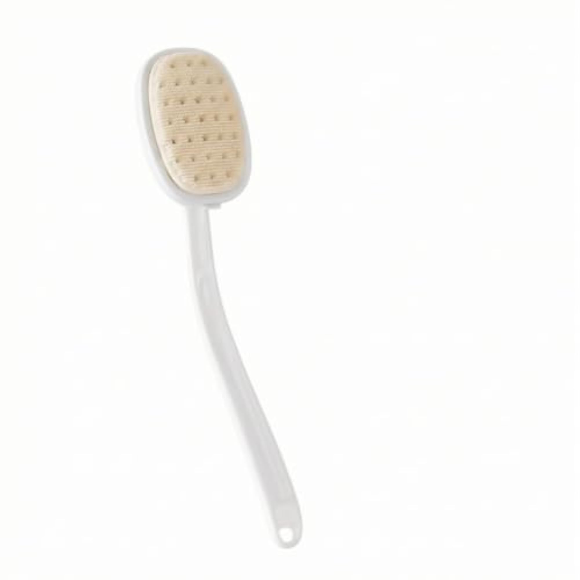 Soft Bristle Silicone Bath Brush, Long Handle, Off-White