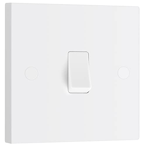 BG Electrical - Interruptor de luz (moldeado), color blanco, blanco, 912-0J