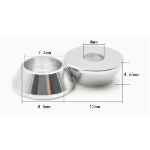 Image of 50pcs M4 Cone Cup Washers Anodized Aluminum Alloy Screw Gasket Countersunk Washers (Silver)