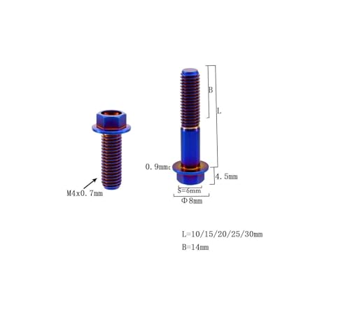 Image of Rison Titanium Flanged Hex Head Bolt M4x0.7x25mm 6AL4V Aerospace Grade Ti Bolt Burnt Blue Pack of 5