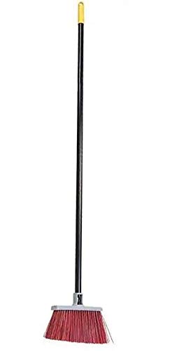 Bulldozer Rough Surface Upright Broom, Handle 48-1/2-inch L, Red Bristle