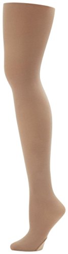 Capezio Girls' Ultra Soft Self Knit Waistband Tight,Light Suntan,  One Size (8-12)