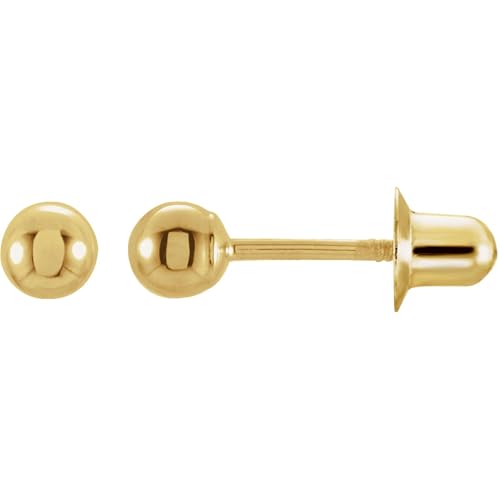 14k Yellow Gold 3mm Ball Stud Earrings Ornate
