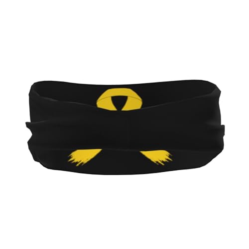 Cancer Believe Childhood Cancer Gold Ribbon Adjustable Sports Headband Moisture Wicking Sweatband for Running Workout3