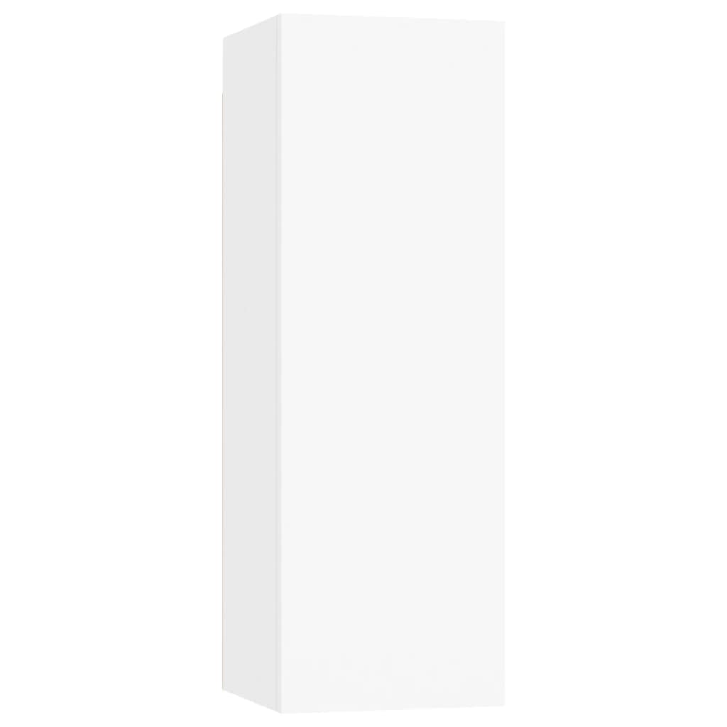 4 piezas de mueble de TV colgante blanco de madera con mucho espacio de almacenamiento, montaje en pared, ideal para almacenamiento y organización, fácil de limpiar con un paño húmedo.
