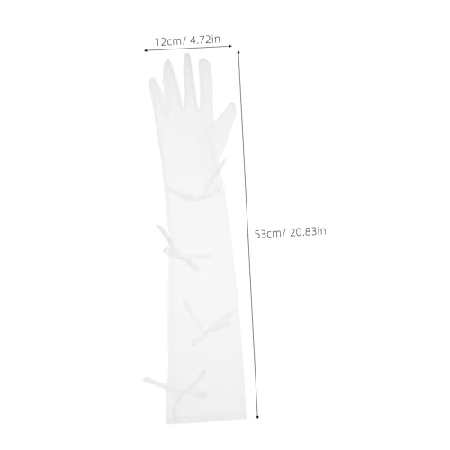 Guantes de boda de tul largo UKCOCO complementos elegantes para novia 2