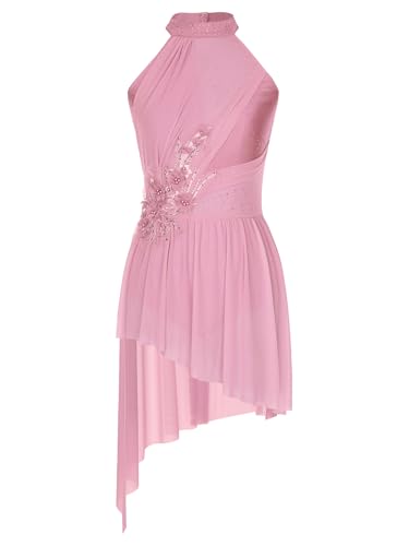 HULIJA Women Applique Lyrical Dance Dress Irregular Flowy Tulle Skirt Leotard Contemporary Dance...