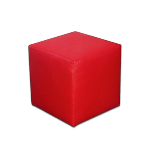 Best For Home Rouge Cube Pouf | Coussin de Sol en Simili Cuir 40 x 40 x 40 | Pouf Confortable pour Salon | Repose-Pieds pour Canapé et Lit | Pouf Tabouret de...