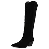 Marke: VAN HILL VAN HILL Damen Leicht Gefütterte Cowboystiefel Stickereien Stiefel Spitze Holzoptikabsatz Schuhe Freizeit Booties 209990 Schwarz 38