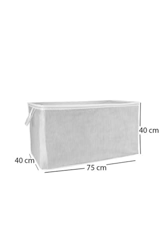 Gri Çizgili Fermuarlı Maxi Boy Hurç, 4 Adet, 75 x 40 cm, Yastık-Yorgan-Kıyafet Düzenleyici