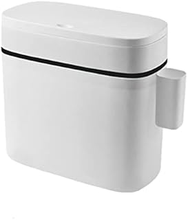 LIFKOME Bathroom Trash Can, 14L Bathroom Trash Can with Lid, Slim Narrow Bedroom Garbage Can, Wastebasket Press Type Lid, Garbage Container Bin for Kitchen Toilet Living Room Office