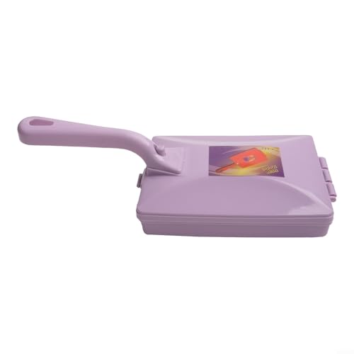 Spazzatrice a rullo a doppia spazzolatura per pulire briciole e polvere su tappeti e divani, il contenitore si apre con pulsante per una facile rimozione dei rifiuti (viola)