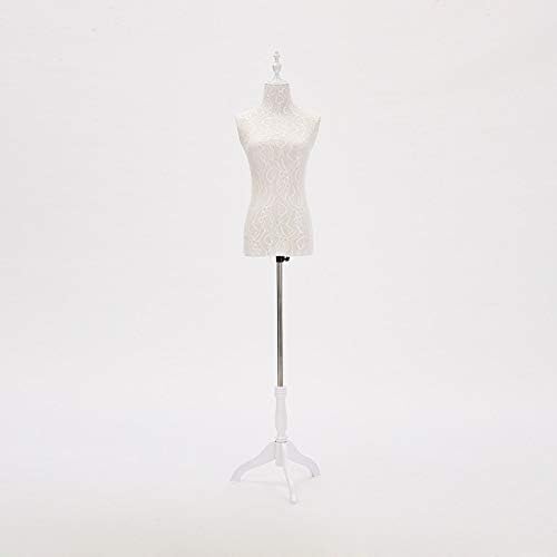 Miniatura 7 de HXYONGN White Dress Form Female Mannequin Torso, Manikin with Wooden Tripod Stand Adjustable Height 47 Inch - 70 Inch for Sewing Clothing Dress
