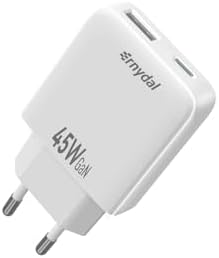 45 W GaN USB-C Charger Ultra Slim - Dual Port Wall Charger with Q...