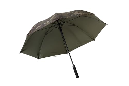 Korda - Compac Umbrella Dark Kamo - Waterproof Fishing Umbrella, 140cm Wide Bankside Shelter, Push Button Open, Compact Retaining Strap Storage